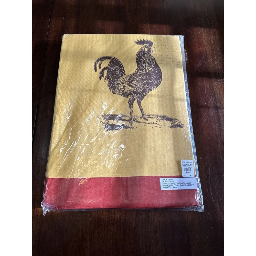 Williams Sonoma Tuscan Farmhouse Rooster Tablecloth 70